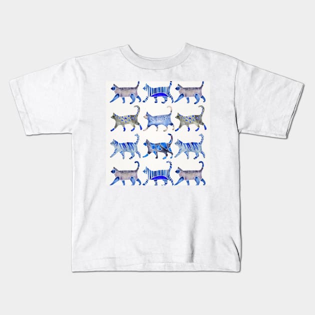 Blue Cat Collection Kids T-Shirt by CatCoq